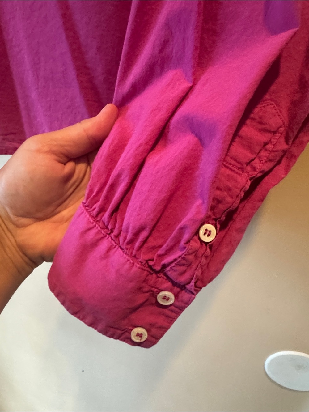XiRENA Bright Pink Split-Neck Long Sleeve Tunic with “Open” flap back - Picture 3 of 7